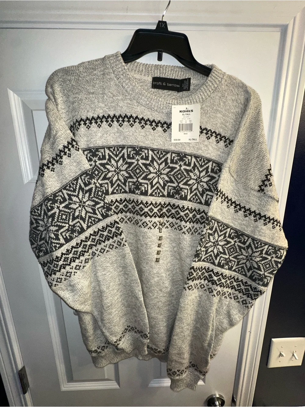 croft & barrow Men's Light Gray and Dark Gray Crewneck Sweater